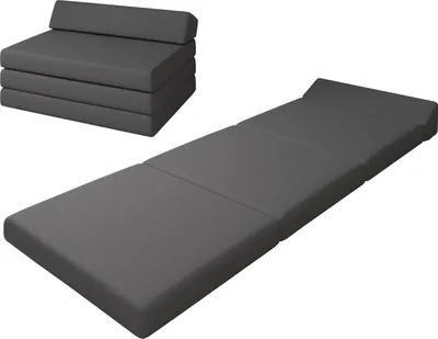 Produktbild von sunnypillow Premium Klappmatratze mit Kopfteil 120 x 220 x 10cm Anthrazit  4-teilige Faltmatratze mit abnehmbarem Bezug  Schaumstoff extra dick 10cm  Matratze klappbar Gästematratze Reisematratze