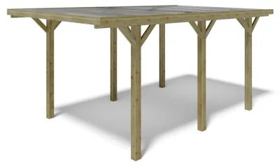 Immagine prodotto di Tettoia posto auto coperto in legno 3.04x5.12 m - 15.56 m2 - copertura con lastra in acciaio