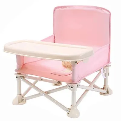 Imagen del producto de Silla alta portátil multifuncional para niños - Perfecta para viajes, color rosa