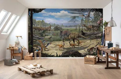 Produktbild von Komar Fototapete Dinosaurs on the Shore Multicolor - 610817 - 400 x 280 cm