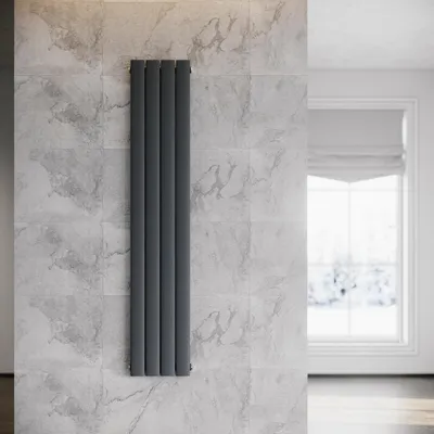 Obrázek produktu pro SONNI Vertikální radiátor, designový panelový radiátor, jednovrstvý, antracitový, 1600 × 311 mm, bez topného tělesa