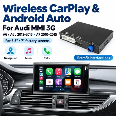 Productafbeelding van Draadloze CarPlay & Android Auto retrofit-kit voor Audi A6/A6L (2012–2015), A7 (2010–2015) met MMI 3G en 6,5"/7" origineel display