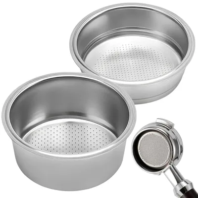 Produktbild von Kaffeesieb-Einsatz für Siebträger - 51 mm Durchmesser - 1 und 2 Tassen Espresso Filterkorb - Edelstahl - 2 Stück