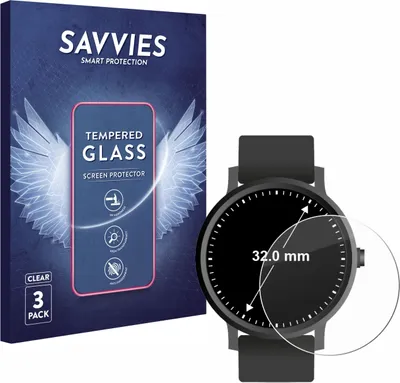 Produktbild von 3x Savvies Schutzglas für Kreisrunde Displays (ø: 32 mm) Displayschutz 9H Glas klar transparent
