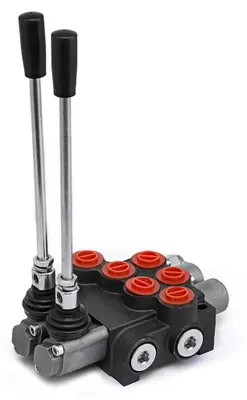 Obrázok produktu pre Hydraulický ventil – 2-cestný regulačný ventil – dvojakciový – prietok 42 l/min, tlak do 3625 PSI – pripojenie podľa štandardu SAE – určený pre traktory a nakladače – červený