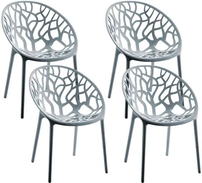 Produktbild von CLP 4er Set Gartenstühle Hope mit Lehne stapelbar wetterfest UV-beständig bis 150 kg grau