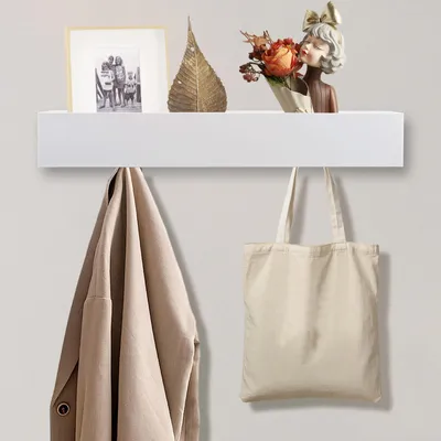 Produktbild von Wandgarderobe mit Regal und 5 Versteckten Haken zur Organisation
