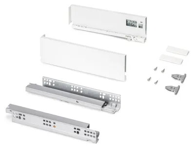 Immagine prodotto di Cassetto esterno Protone 30 kg -  guide a estrazione totale e chiusura ammortizzata -  altezza 93 mm -  profondità 300 mm -  acciaio -  verniciato in bianco