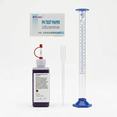 Produktbild von Acidometer Set zur Bestimmung der Gesamtsäure in Most Wein Messzylinder Glas 0 bis 15 g l in 0,1 g/l Spezial Blaulauge 100 ml Indikator Papier Pipette
