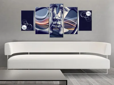 Produktbild von Akustikbild Abstrakt Kuss 200x100 cm Bilder Akustikschaum Hochleistungsschallabsorber Schallschutz Leinwand 5 tlg Wandbild Raumakustik Schalldämmung h-A-0035-b-p