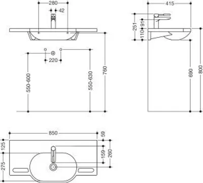 Produktbild von HEWI 950.19.008 98 Produktset WT u. Armatur,