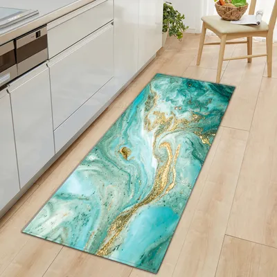Produktbild von AIORBER Küchenteppich, Marmoroptik, rutschfester Teppich aus Polyester, wasserdicht, schalldämpfend,weich und bequem,Teppichläufer, für Flur und Küche