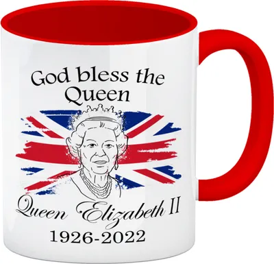 Produktbild von God bless the Queen Kaffeebecher Rot