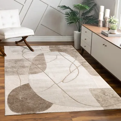 Produktbild von Teppich Wohnzimmer Kurzflor Blätter Floral Regenbogen Geometrisch Grösse 160x230 cm
