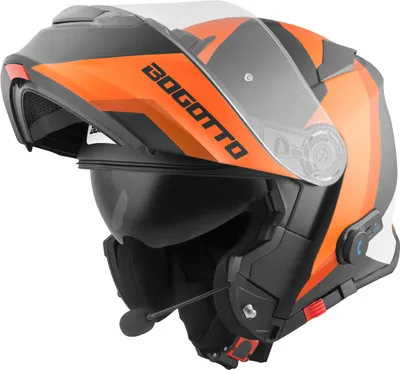 Zdjęcie produktu dla Bogotto V271 BT Zabu Bluetooth Klapphelm, schwarz matt/orange, XS