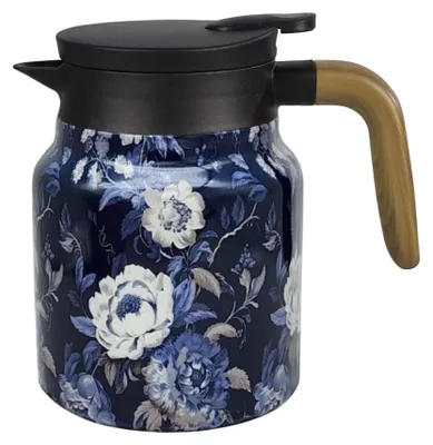 Immagine prodotto di Teiera a doppia parete da 800 ml - Teiera con filtro - Acciaio inossidabile - Teiera termica - Filtro removibile - Motivo floreale - Contenitore per tè