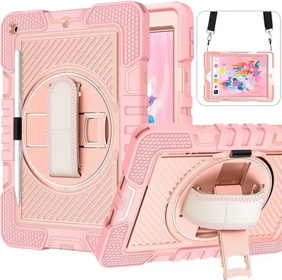 Immagine prodotto di Custodia per iPad 9/8/7 10,2" con supporto e tracolla Rosa
