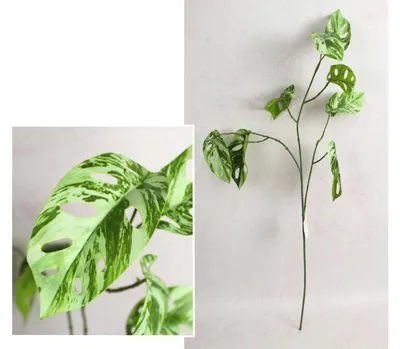 Produktbild von Kunstpflanze Monstera Zweig Monstera künstlich Deko Pflanze 78 cm 3 Arme Grün