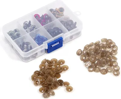 Zdjęcie produktu dla Marhynchus 80pcs 10mm bezpieczne oczy z podkładkami dla pluszowych misiów pluszowe zabawki lalki lalki publiczność lalki rzemiosło DIY trening (10 mm)