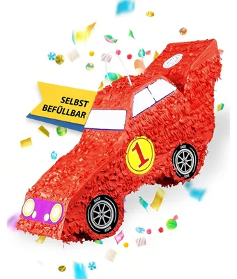 Produktbild von Rennwagen Pinata rot Kinder Partyspiel Schlag-Pinata Kindergeburtstag 45 x 20 cm