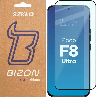 Produktbild von Gehärtetes Glas für Xiaomi POCO F8 Ultra, Bizon Glass Edge 2, Schwarzer Rahmen