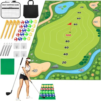 Produktbild von Golf Chipping Game Mat - Chip Games Sticky Practice Golf Game Set für Erwachsene Kinder Indoor Outdoor Hinterhof Garten Party