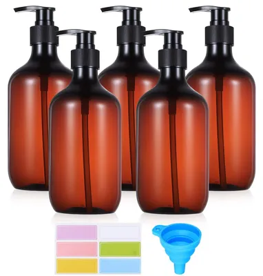 Productafbeelding van Set van 5 Herbruikbare Shampooflessen 500ml met Pompdispenser