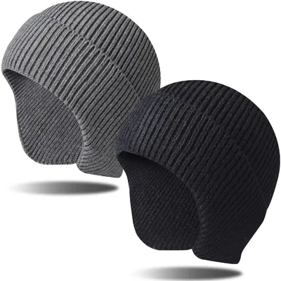 Immagine prodotto di Berretto beanie in maglia - Caldo e antivento - Nero