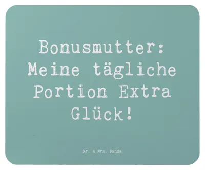 Produktbild von Mr. & Mrs. Panda Mouse Pad Spruch Bonusmutter Glück - Meeresbrise - Geschenk, Freude, Familie, Familienmitglieder, mauspad laptop, Mousepad, Bindung, Geschenke, Liebe, pc