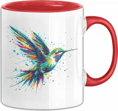 Produktbild von Kolibri Aquarell Tasse Geschenk (Rot)