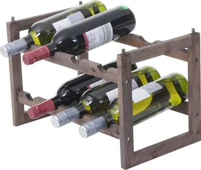 Image de Casier à vin HWC-B58, casier à bouteilles Porte-vin, sapin 2 étagères ~ 1 pièce