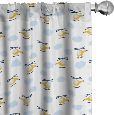 Produktbild von ABAKUHAUS Kindergarten Vorhänge, Gardinen, Nette Flugzeuge in Wolken Kinder Jungen Mädchen Babyshower Playroom Cartoon Design, 2 Stück 75 x 175 cm, Gelb und Blau
