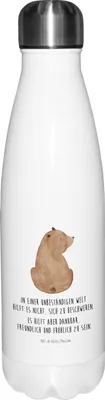 Produktbild von Mr. & Mrs. Panda Thermo-Trinkflasche Bär Schulterblick - Weiß - Geschenk, Teddy, Wasserflasche, Motivation, Selbstachtung, Weisheit, Thermosflasche, trinkflaschen, Bären