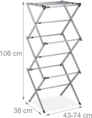 Produktbild von Famanu Trockenständer klappbar, ausziehbar, 11 Stangen, platzsparend, Metall, grau