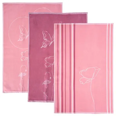 Produktbild von Orion | Geschirrtücher 3er Set - Rosa/Baumwolle - Küchentücher mit Mohnblumen