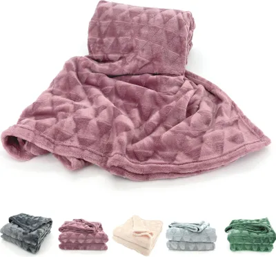 Obrázek produktu pro Heimtexland Vysoce kvalitní flanelová deka XL 200x150 cm kosočtverec super nadýchaná deka nápad na dárek k narozeninám Vánoce plyšová měkká Ökotex typ754 starorůžová