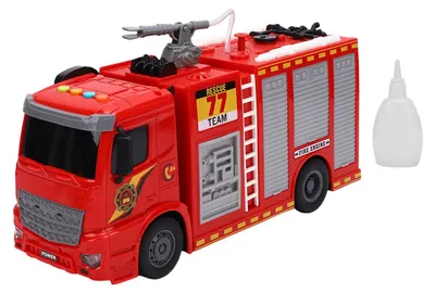 Produktbild von Leuchtendes Feuerwehrauto-Spielzeug mit eingebauter Musik, reibungsbetriebenem LED-Elektro-Feuerwehrauto mit Wassersprühfunktion