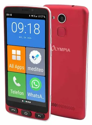 Immagine prodotto di Olympia NEO+ Smartphone per anziani 5,5 pollici con tasto di emergenza Stazione di ricarica 4G Dual SIM Rosso