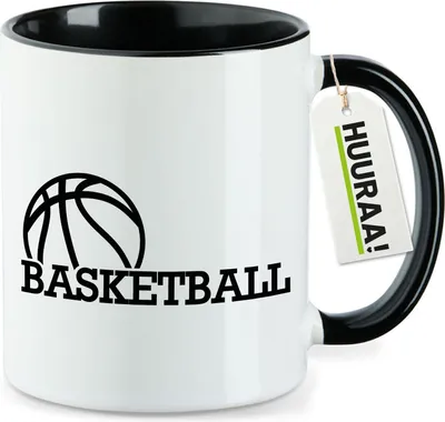 Produktbild von Huuraa Kaffeetasse Basketball Ball 330ml Schwarz Keramik Kaffeebecher Geschenkidee