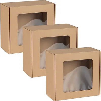 Produktbild von Quadratische Schachtel mit Sichtfenster, Geschenkbox 20x20x10 cm x3