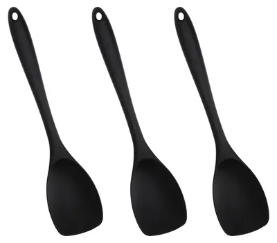 Productafbeelding van Siliconen keukenhulp set, 3-delig - Hittebestendig tot 210°C - Geschikt voor koken, bakken en mengen - 27,5 cm - Zwart