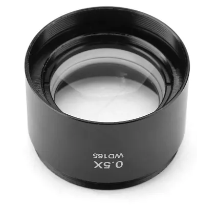 Imagen del producto de Lente Barlow de 0,5x de aumento para objetivo de microscopio, compatible con microscopios estereoscópicos