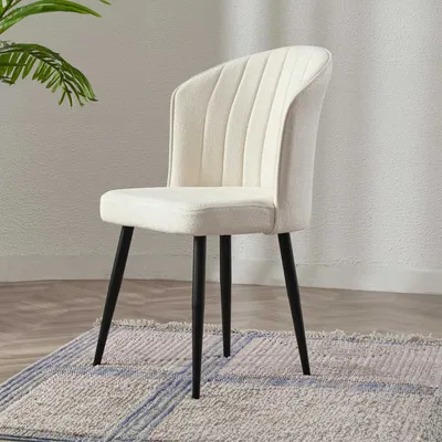Image de Skye Decor, Rubi - Cream, Black, ensemble de chaises (2 pièces), crème, 100 % MDF, 52 x 85 x 42 cm