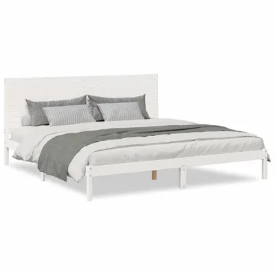 Obrázok produktu pre Extra dlhá posteľ bez matraca biela 200x210 cm masívne drevo