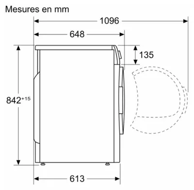 Produktbild von Bosch Serie 6 WQG133DTFR, Freistehend, Frontlader, Wärmepumpe, Weiß, Drehregler, Berührung, Rechts