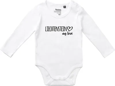 Produktbild von Huuraa Baby Body Liechtenstein my love 68 White  Baumwolle Fairtrade Langarmbody Geschenkidee