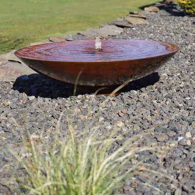 Produktbild von CLGarden Springbrunnen Cortenstahl Wasserschale SCWS80 Garten Brunnen Metall Wasserspiel Set