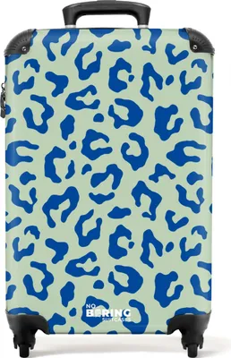 Produktbild von NoBoringSuitcases.com Hartschalen Handgepäck Koffer 55x35x20 cm, 36L, Bunte Drucke für Frauen: Blauer und grüner Pantherdruck, Reisekoffer mit 4 Rollen