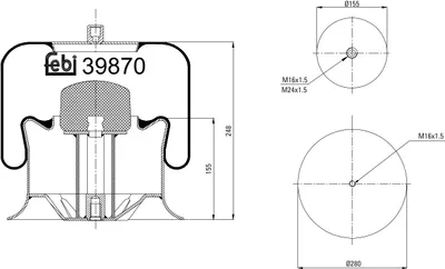 Obrázek produktu pro Pružinové měchy, vzduchové odpružení FEBI 39870