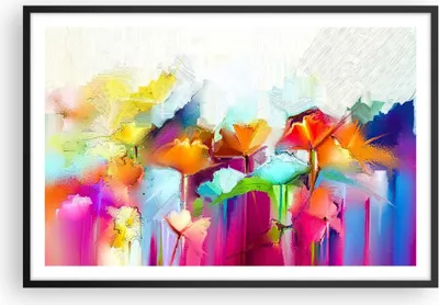 Produktbild von Gerahmtes Poster - Schwarzer Rahmen - Blumen Wiese Sommer - 91,5x61 cm - Wand Bild - Wanddeko - Wandbilder - Kunstposter - Wandposter - Bilderrahmen - Bilder - Kunstdruck - Wandbild - P2BAA91x61-4095